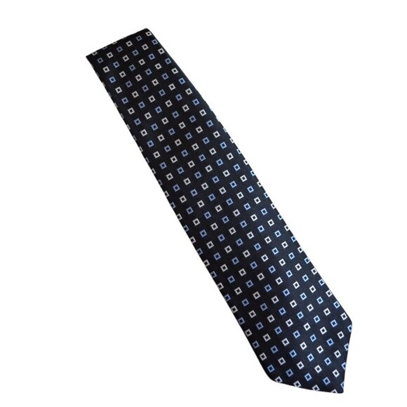 Brooks Brothers "346" Makers Blue and Silver Square Print 100% Silk Tie - Picture 1 of 7